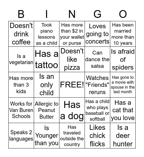 10 Great Dates Bingo Card