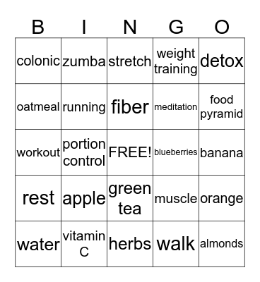 Health Fair  Bingo Card