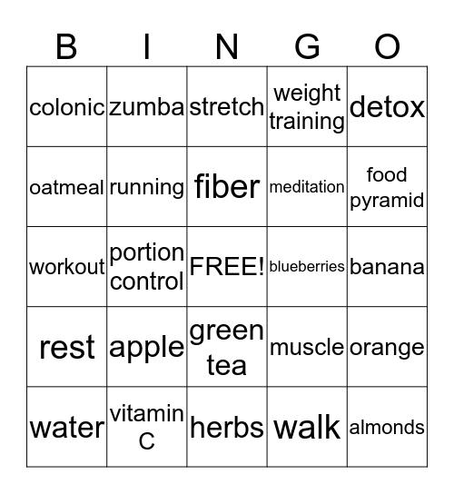 Health Fair  Bingo Card