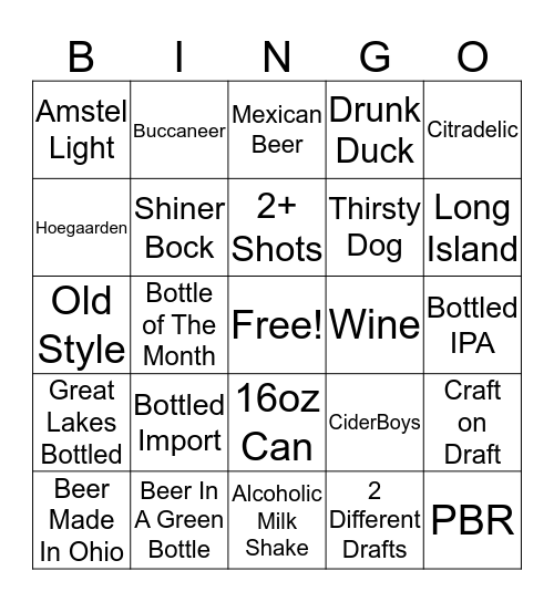 Beer Bingo 2 Bingo Card