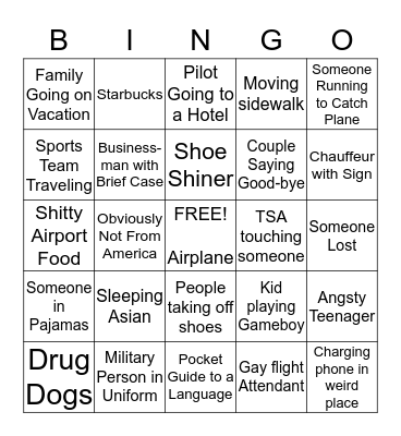 AIRPORT BINGO  Bingo Card