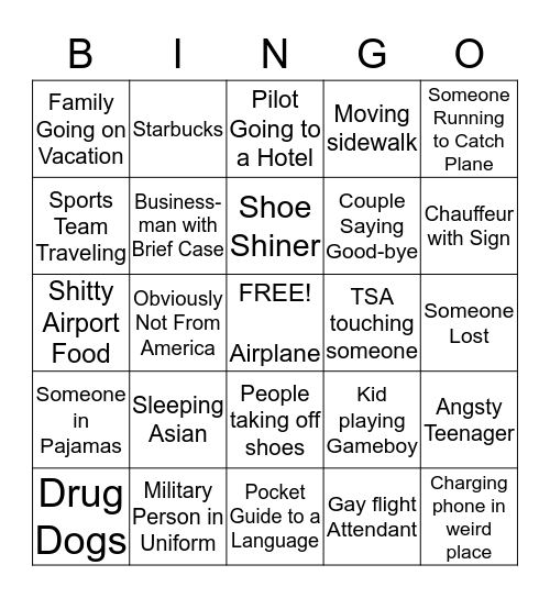 AIRPORT BINGO  Bingo Card