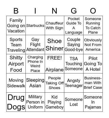 AIRPORT BINGO  Bingo Card