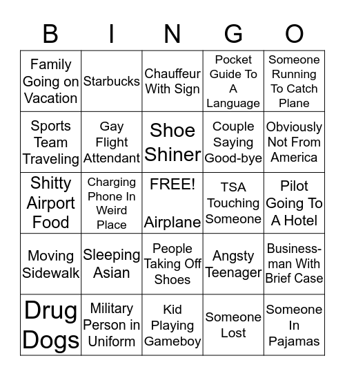 AIRPORT BINGO  Bingo Card