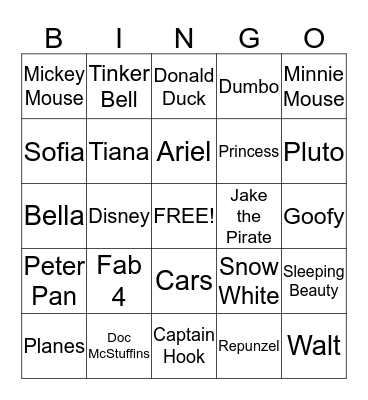 Disney Bingo Card