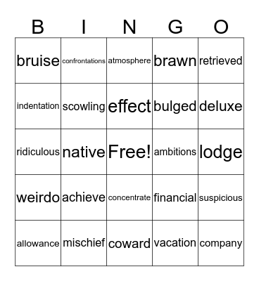 Escaping the Giant Wave Bingo Card