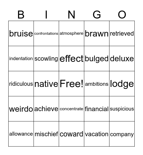 Escaping the Giant Wave Bingo Card