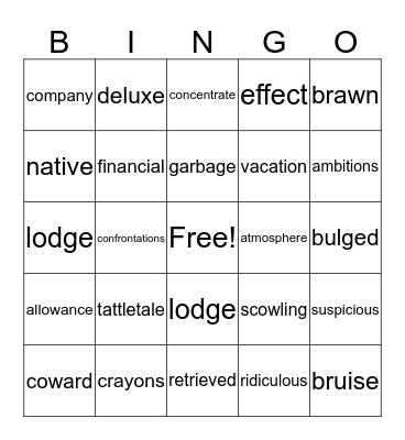 ** Escaping the Giant Wave ** Bingo Card