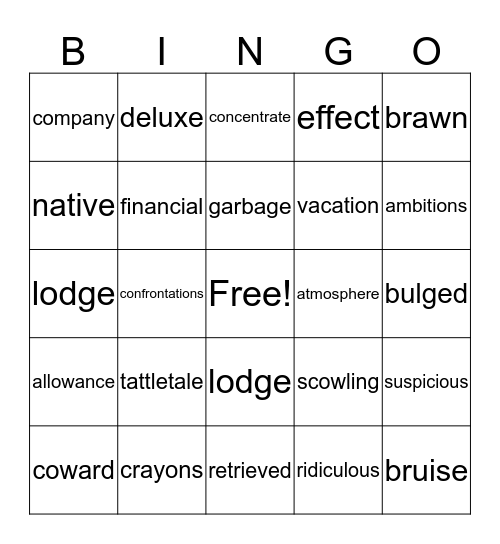 ** Escaping the Giant Wave ** Bingo Card