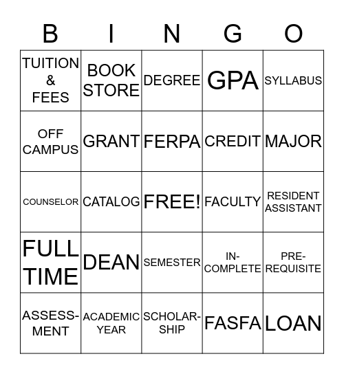 SHAW U. PARENT  Bingo Card