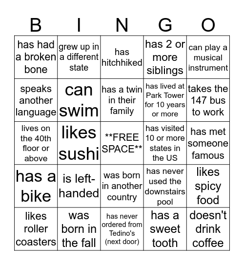 Find Someone Who... Bingo Card