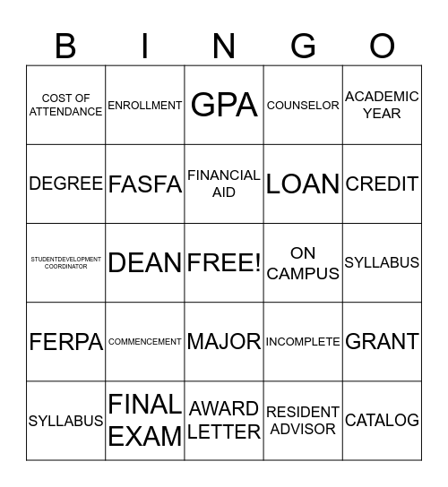 SHAW U. PARENT BINGO Card