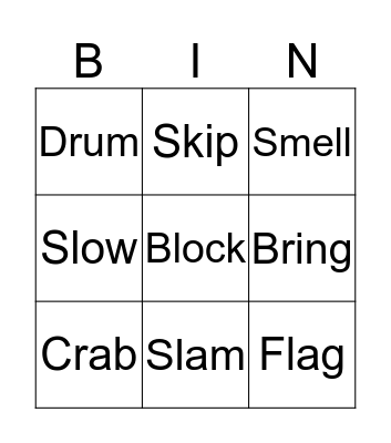 Initial Blends Bingo Card