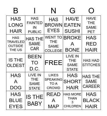 CRESS / JOHNSON REUNION Bingo Card