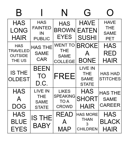 CRESS / JOHNSON REUNION Bingo Card