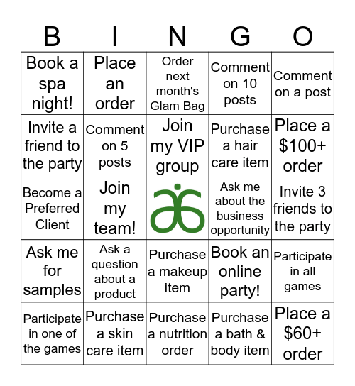 Arbonne Bingo Card Arbonne Bingo Card