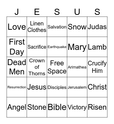 Celebrating the Risen Lord! Bingo Card