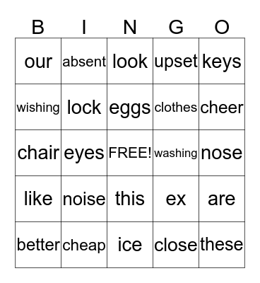 Sound Alike Words Bingo Card