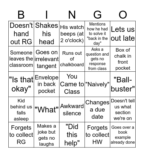 Dokken Bingo Card