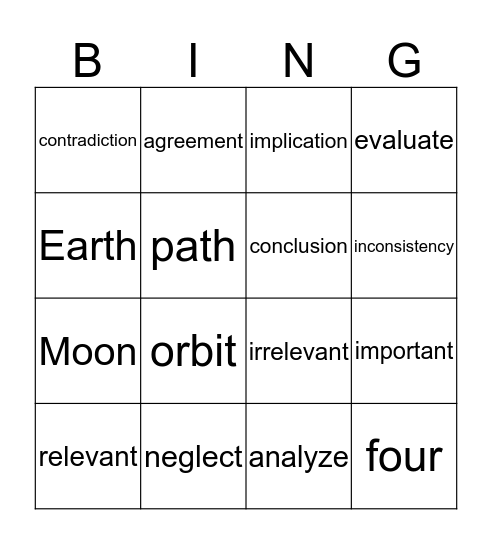 5 in 5 Bingo Card