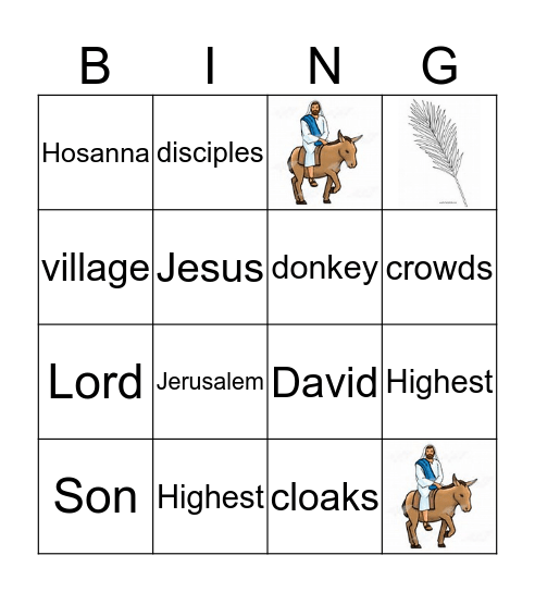 Palm Sunday Bingo Card