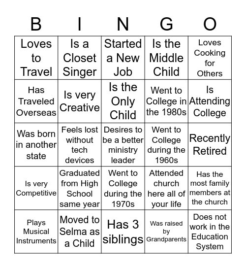 Teambuilding  Bingo Card