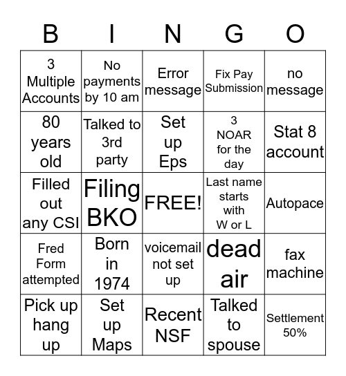 Untitled Bingo Card