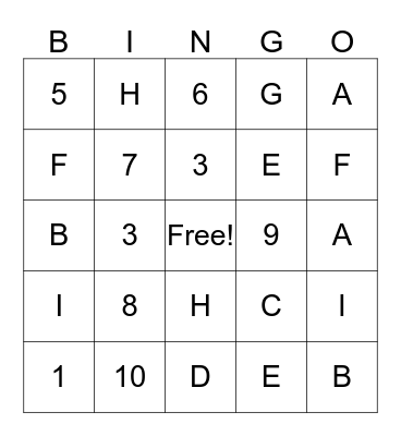 Alphabet Number BINGO! Bingo Card