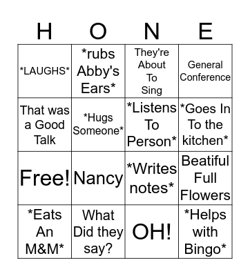 Honey General Conference Cards! Bingo Card