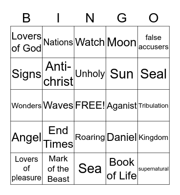 The End Times Bingo Card