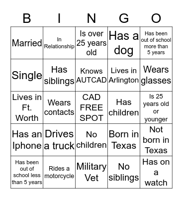 Get To Know You Bingo Card
