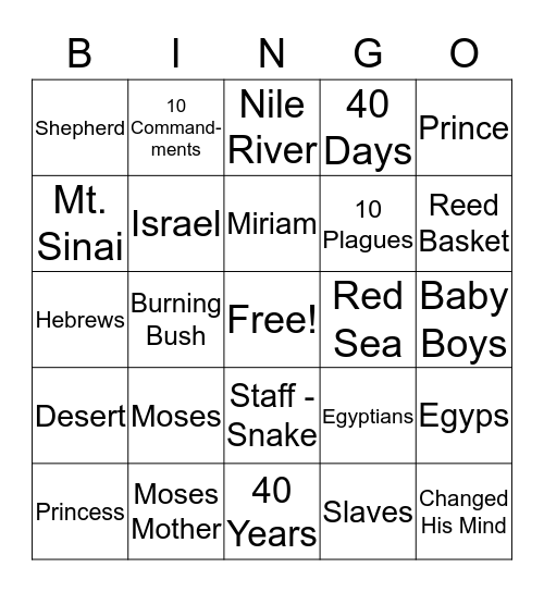 Moses Bino Bingo Card