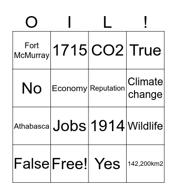Alberta Oil Sands Bingo Card