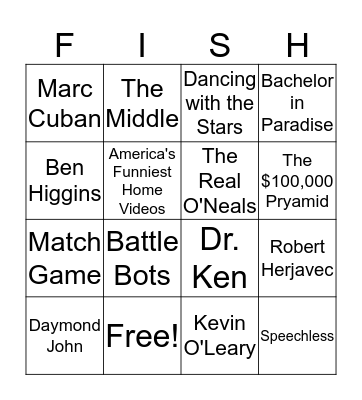 ABC TV Shows Bingo Card