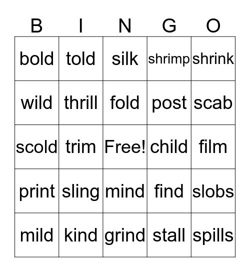 Wilson 2.3 BINGO Card