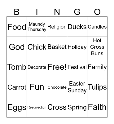Easter Bingo Card