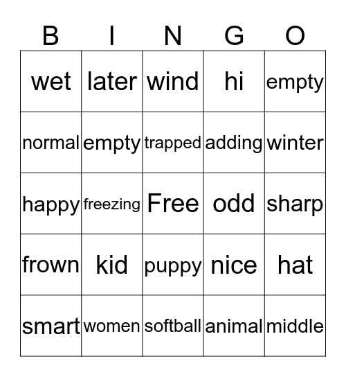 synonyms and antonyms  Bingo Card