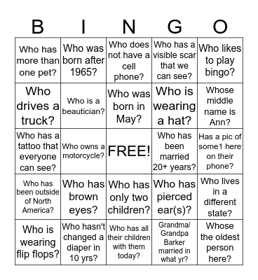 People Bingo Card