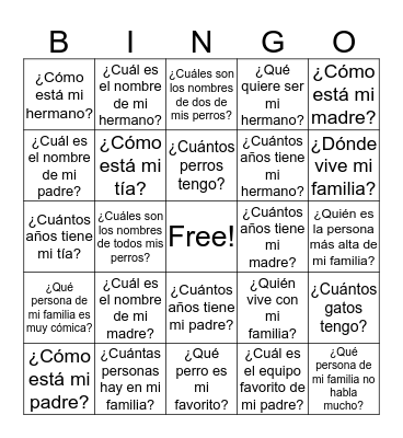 ¡Bingo! Bingo Card