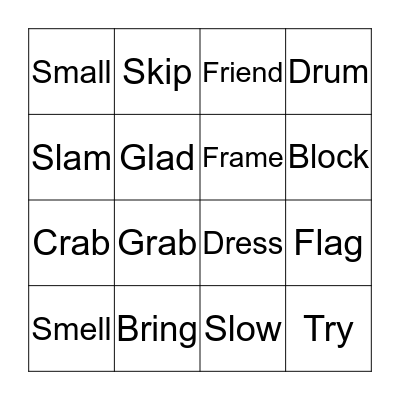 Initial Blends Bingo Card