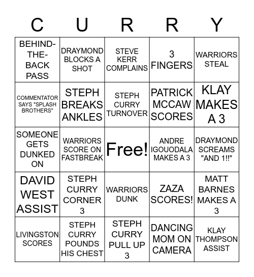 WARRIORS WATCH PARTY Bingo Card