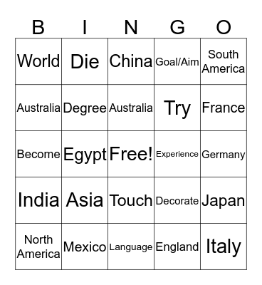 BINGO Card