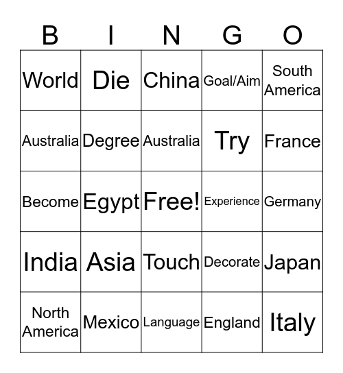 BINGO Card