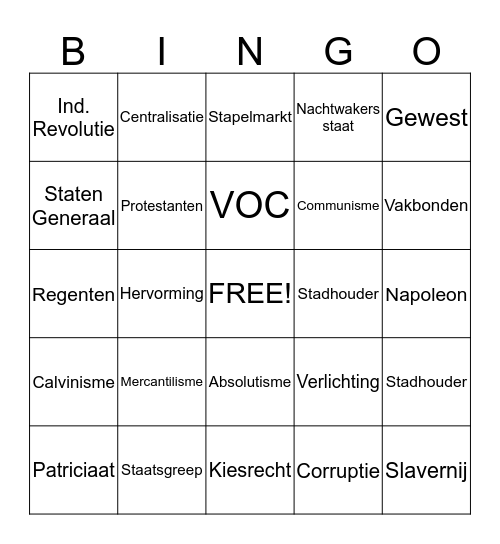 2e Klas Essenties Bingo Card