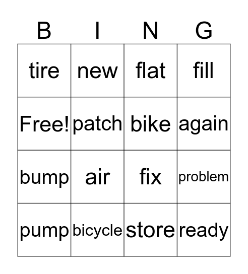 The Bicycle Problem Bingo Card