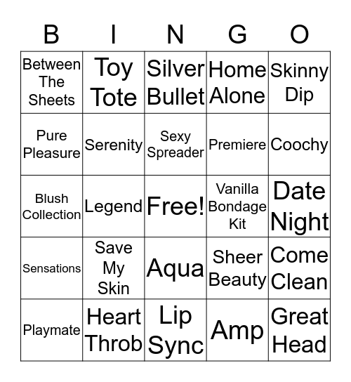 Pure Romance  Bingo Card