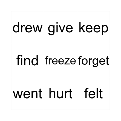 Bingo Of verbs Bingo Card