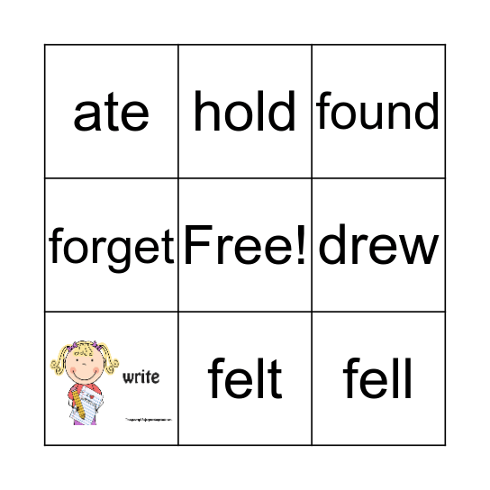 Bingo of verbs Bingo Card