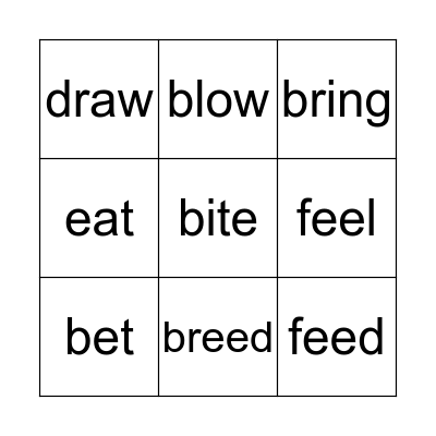 Bingo Of Verbs Bingo Card