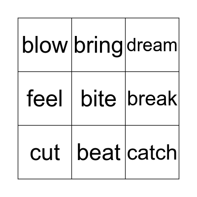 Bingo Of Verbs Bingo Card